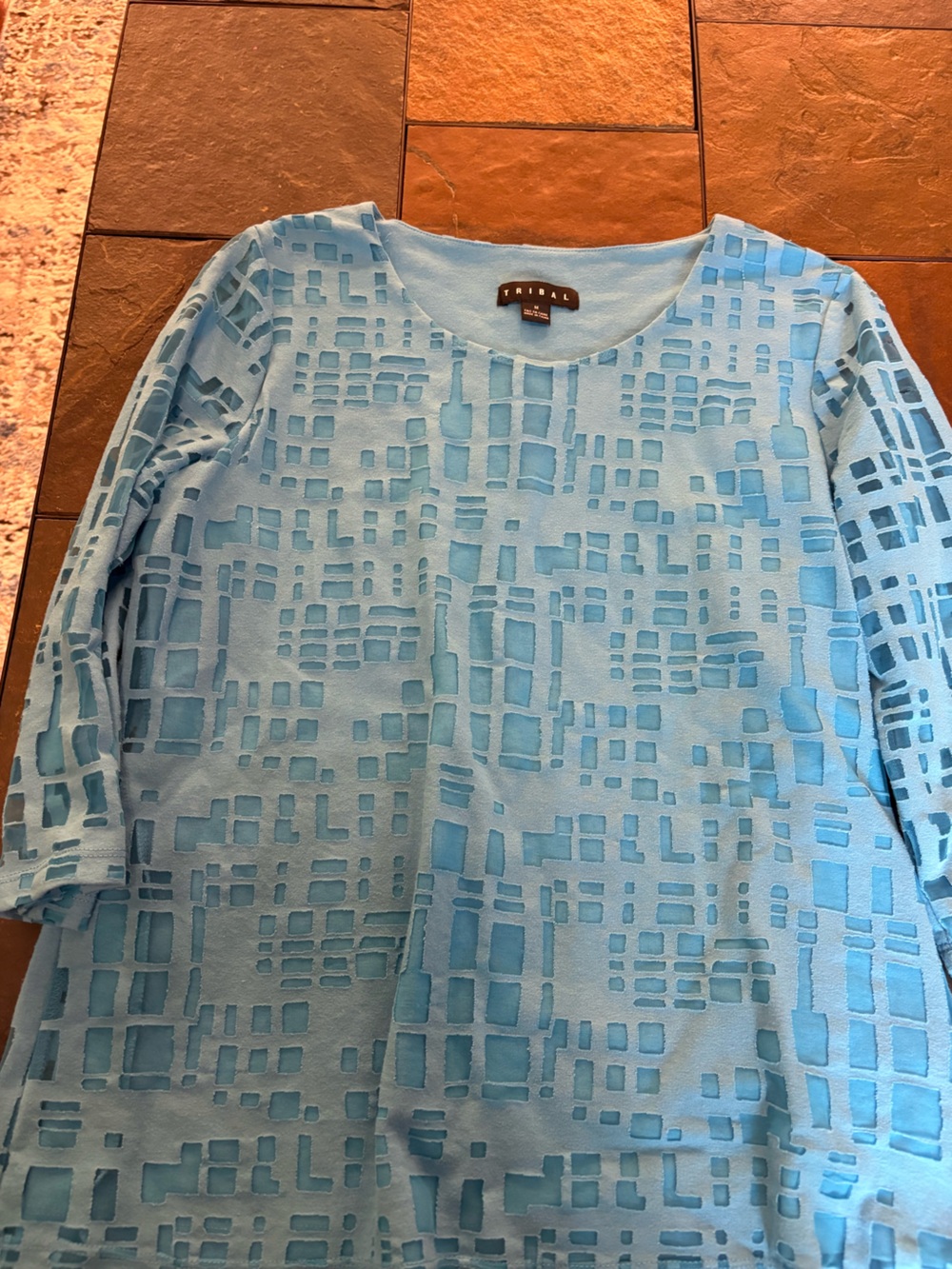 Light Blue Long Sleeve Shirt with Geometric Cutouts